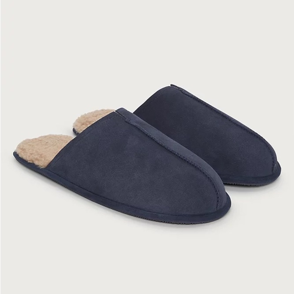 NWT The White Company Men's Navy Blue Slippers Size M (9-10)